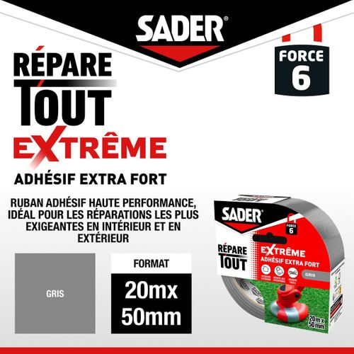 Adhésif Extra-fort Répare Tout Extrême - Gris, 20 M X 50 Mm