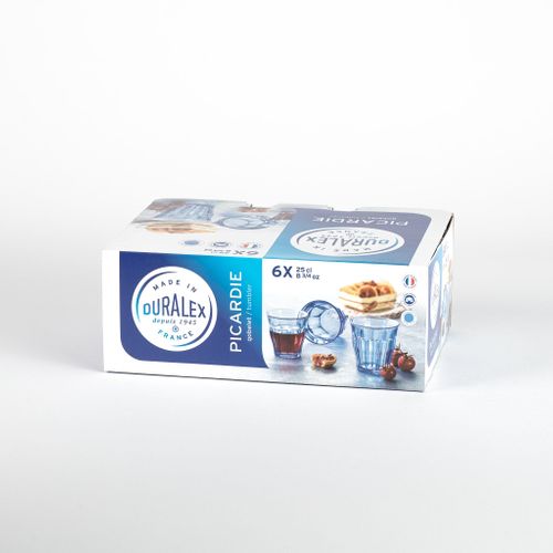 Boîte De 6 Gobelets Picardie 25 Cl Bleu En Verre