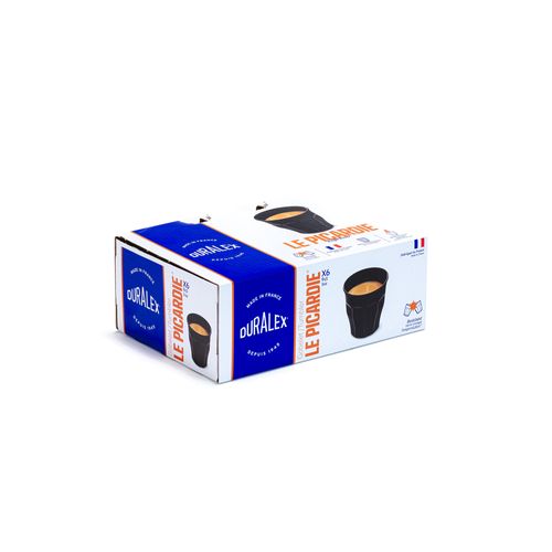 Boite De 6 Gobelets Picardie Noir 9 Cl En Verre