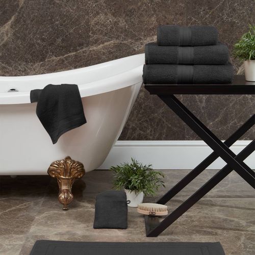 Tapis De Bain 50 X 80 Cm En Coton Couleur Anthracite - 50 X 80 Cm - Anthracite