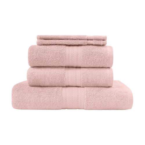 Ensemble De Bain 5 Pièces (1 Drap De Bain + 2 Serviettes De Toilette + 2 Gants) Poudre Luxury