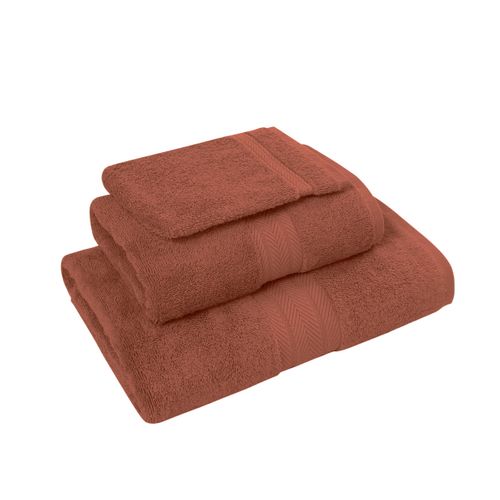 Ensemble De Bain 3 Pièces (1 Drap De Bain + 1 Serviette De Toilette + 1 Gant)   Terracota Luxury