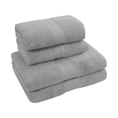 Ensemble De Bain 4 Pièces (2 Draps De Bain + 2 Serviettes De Toilette)   Gris Perle Luxury