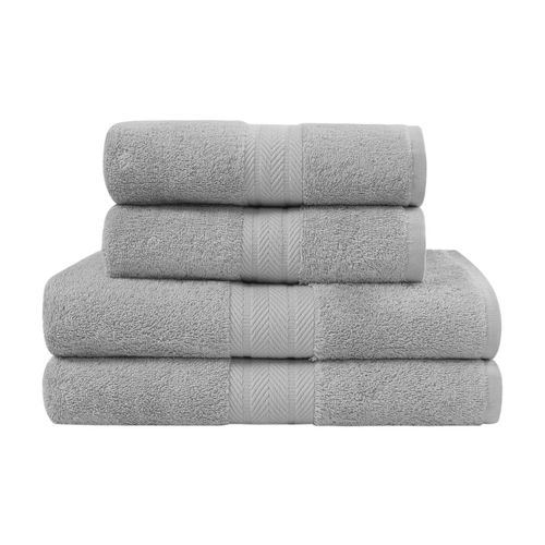 Ensemble De Bain 4 Pièces (2 Draps De Bain + 2 Serviettes De Toilette)   Gris Perle Luxury