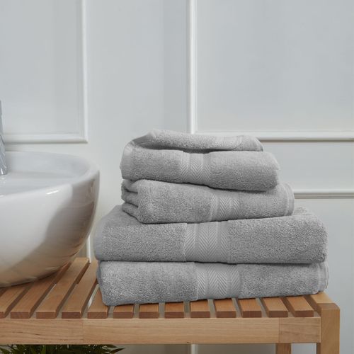Ensemble De Bain 4 Pièces (2 Draps De Bain + 2 Serviettes De Toilette)   Gris Perle Luxury