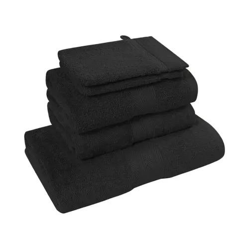 Ensemble De Bain 5 Pièces (1 Drap De Bain + 2 Serviettes De Toilette + 2 Gants) Noir Luxury