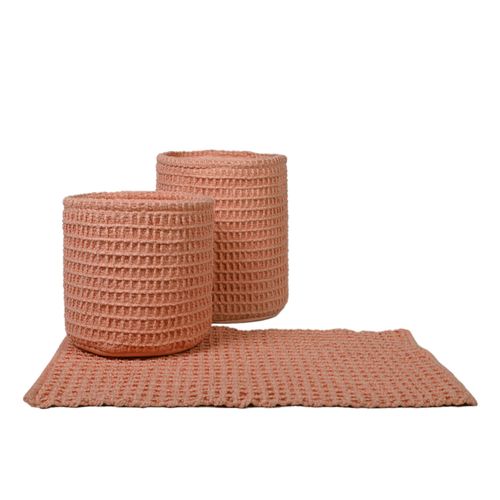 Tapis D'intérieur Ou Salle De Bain En Nid D'abeille  60x100 Cm Rose Thé Waffle