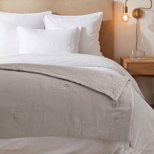 Chemin De Lit Gaze De Coton  90x200 Cm Gris Perle Loft