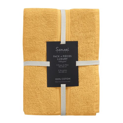 Ensemble De Bain 4 Pièces (2 Draps De Bain + 2 Serviettes De Toilette)   Caramel Luxury