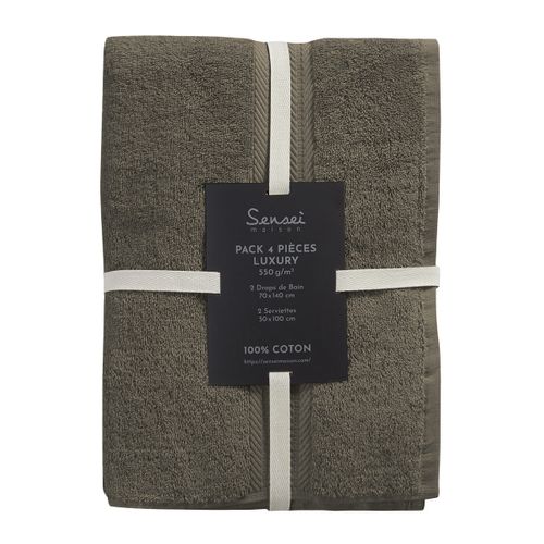 Ensemble De Bain 4 Pièces (2 Draps De Bain + 2 Serviettes De Toilette)   Noisette Luxury