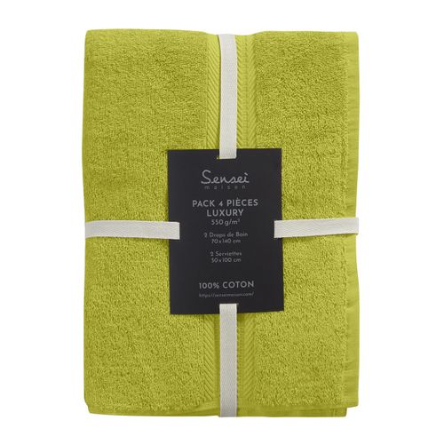 Ensemble De Bain 4 Pièces (2 Draps De Bain + 2 Serviettes De Toilette)   Citronelle Luxury