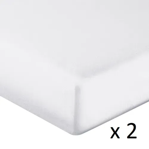Lot De 2 Protège-matelas Imperméables Coton Bonnet 30 Cm  180x200 Cm Blanc Protect