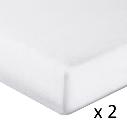 Lot De 2 Protège-matelas Imperméables Coton Bonnet 30 Cm  180x200 Cm Blanc Protect