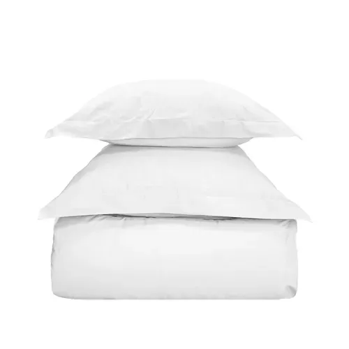 Parure Housse De Couette 260x240 Cm Avec 2 Taies 65x65 Cm En Coton Blanc Studio