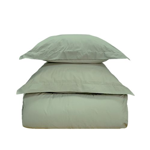 Parure Housse De Couette 260x240 Cm Avec 2 Taies 65x65 Cm En Coton Sauge Studio