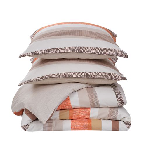 Parure De Lit Avec 2 Taies 65x65 Cm En Percale  260x240 Cm Ficelle Yakouba