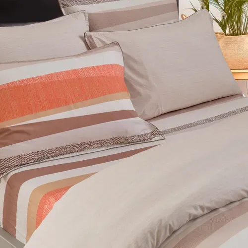 Parure De Lit Avec 2 Taies 65x65 Cm En Percale  260x240 Cm Ficelle Yakouba