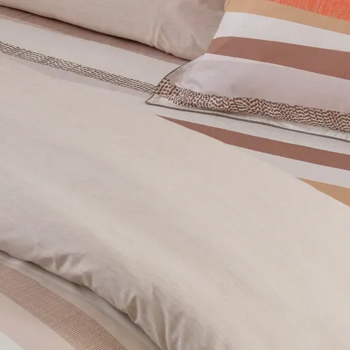 Parure De Lit Avec 2 Taies 65x65 Cm En Percale  260x240 Cm Ficelle Yakouba