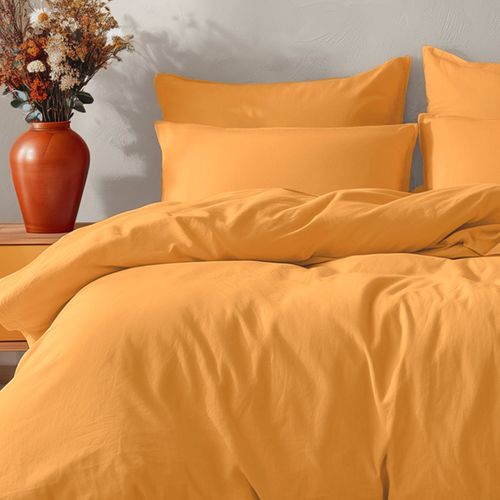 Parure Housse De Couette 140x200 Avec 2 Taies 50x70 Cm En Coton Caramel Studio