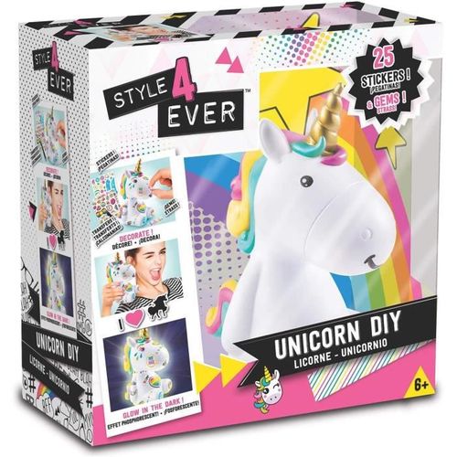 Canal Toys – Licorne Tie Dye à Décorer – Phosphorescente, Tirelire – Stickers, Strass, Feutre – Dès 6 Ans