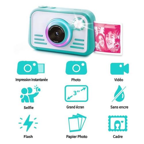 Appareil Photo Instantané Enfant 3" HD Tactile — Impression 4 Couleurs