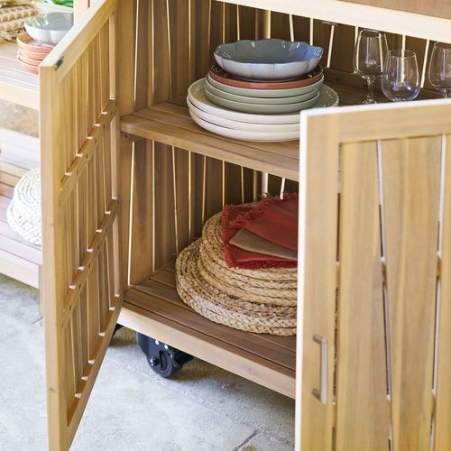 Cuisine D'extérieur En Acacia Et Aluminium 2 Portes Magma - Marron