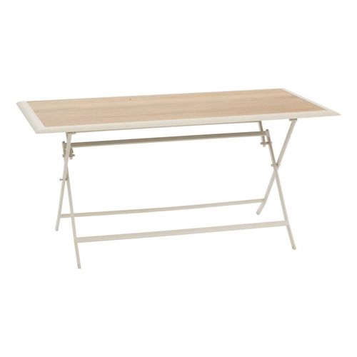 Table Extérieure Pliante 6 Places Azua Verre Effet Bois épeautre Argile Hespéride