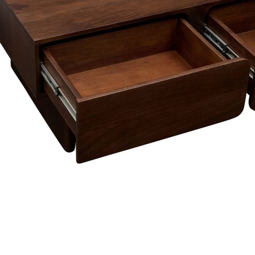 Table Basse Rectangulaire 2 Tiroirs 2 Niches Nyero 60x109cm Marron