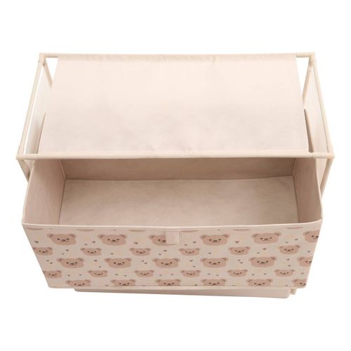 Commode Enfant Tissa 2 Tirroirs Beige Imprimé Ourson 60x30x60 Cm