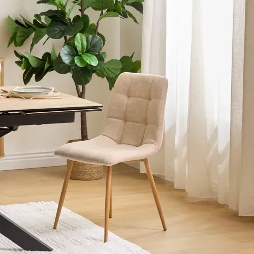 Chaise Tissu Sirac Lin Pieds Métal Effet Bois Atmosphera