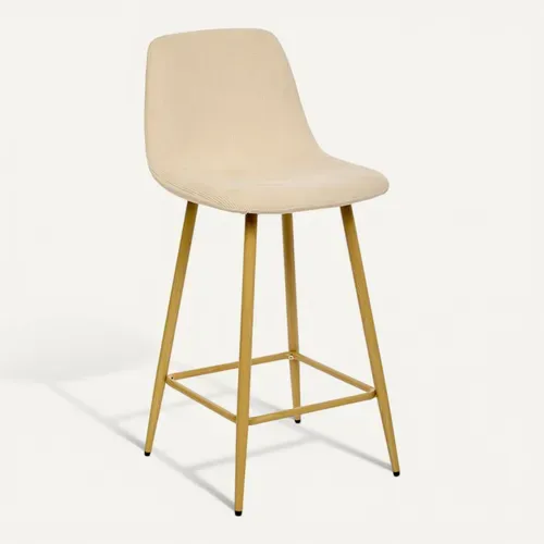 Tabouret De Bar Roka Beige Pieds Métal Effet Bois