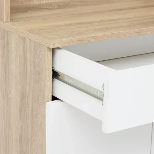 Buffet de cuisine H.170 cm 4 portes EAT imitation chêne et blanc vue accessoires