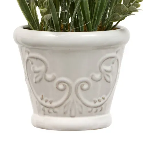Composition Florale Artificielle Prov Lavande 35 Cm Pot En Grès