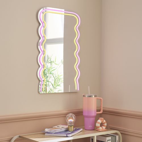 Miroir néon LED H. 60 cm LILA Multicolore vue d'ambiance 1