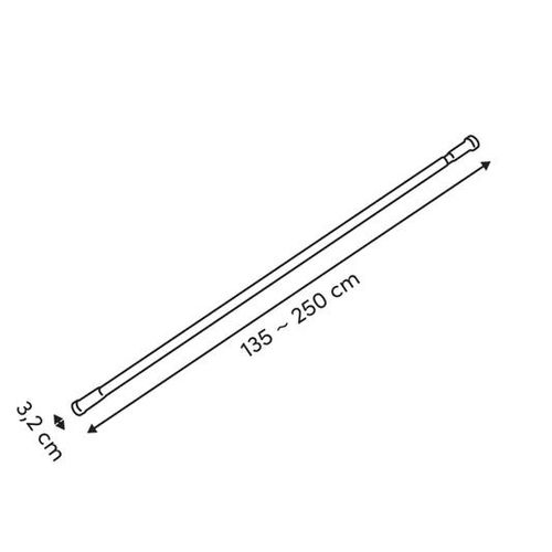 Tringle De Douche Extensible Noir 250cm