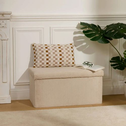 Pouf Pliant Double Arum Côtelé 76 X 38 Cm Ivoire