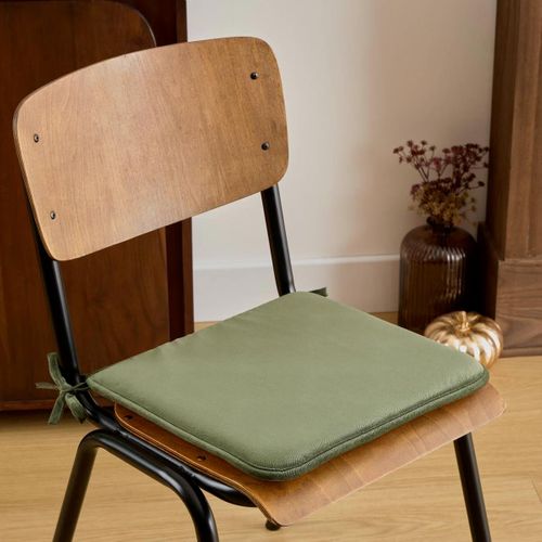 Galette De Chaise Lilou Vert Kaki 38x38cm