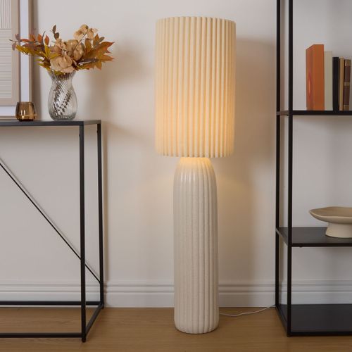 Lampadaire Cylindrique En Grès Kenan - Beige