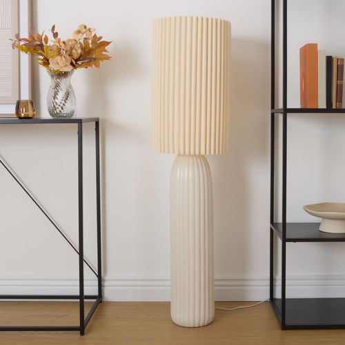 Lampadaire Cylindrique En Grès Kenan - Beige