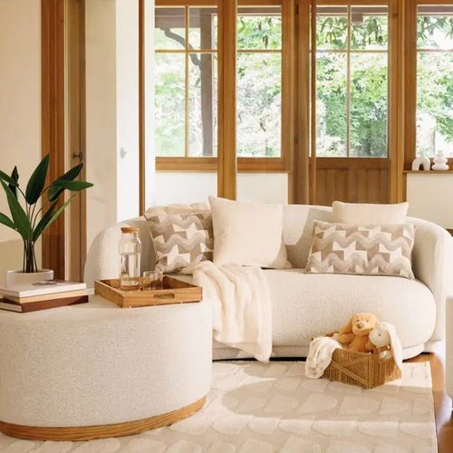 Pouf XL En Bouclette Nesky - Blanc