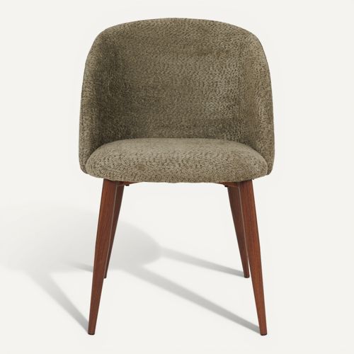 Chaise tissu CELESTE Kaki / noyer vue de face