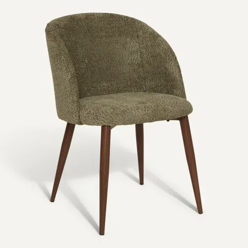 Chaise tissu CELESTE Kaki / noyer vue 3/4