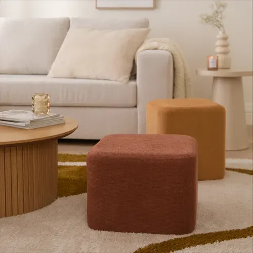 Lot de 2 poufs DOKI Ambre - ocre vue d'ambiance 1