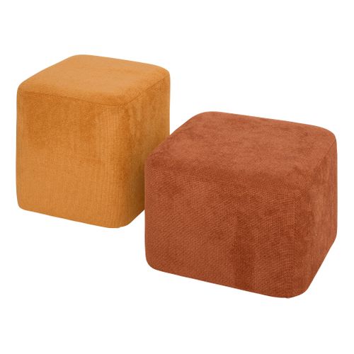 Lot de 2 poufs DOKI Ambre - ocre vue 3/4