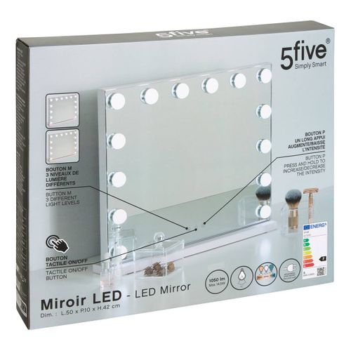 Miroir de maquillage LED 50 cm HOLLY Blanc vue détaillée