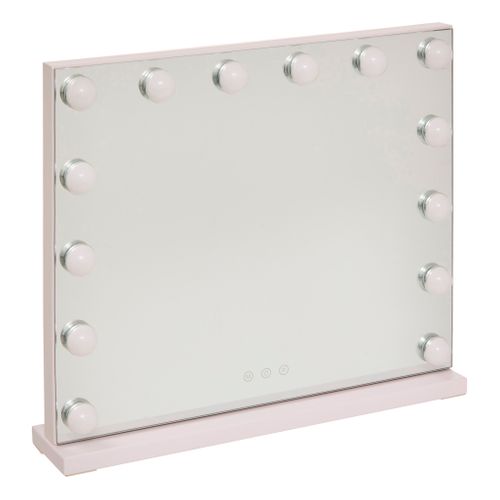 Miroir de maquillage LED 50 cm HOLLY Blanc vue 3/4