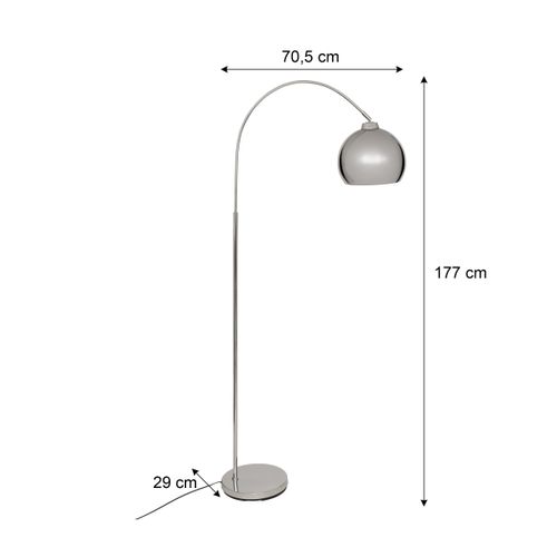 Lampadaire arc H. 177 cm FLORIS Argenté