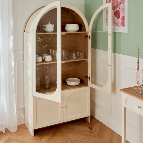 Vaisselier 4 Portes 4 Niveaux Ivoire H180cm