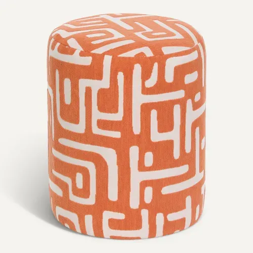 Pouf Rond Delor Orange 30x36 Cm