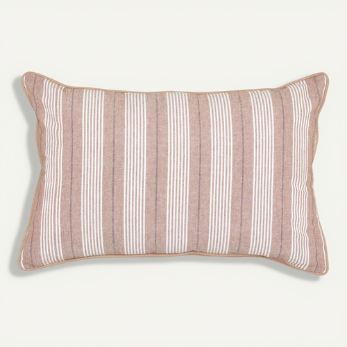 Coussin Groove 58x38cm Rayé Beige Lin